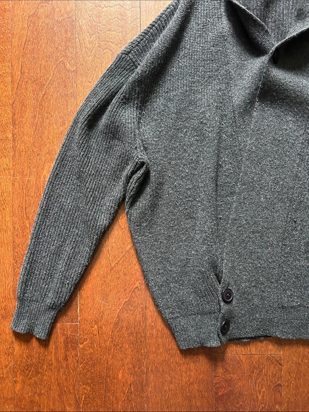 Lemaire  'Grey Melange' Men's Ribbed Shawl-Collar Wrap Cardigan, Size Small